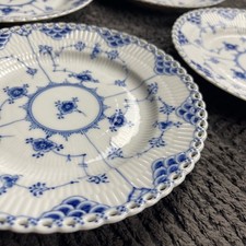 Royal Copenhagen Blue Fluted Full Lace 8  Plates Set of 4 1086 Denmark Vintage