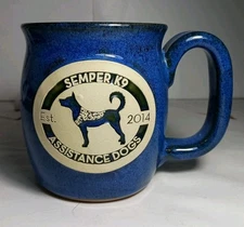 Semper K9 Assistance Dogs Blue Sunset Hills Stoneware Mug  Room 4" Height 