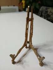Vintage Ornate Brass Display Easel Or Plate Stand.