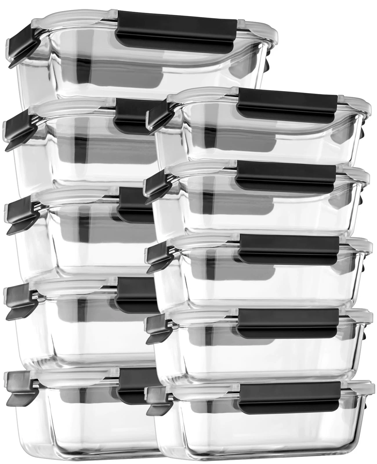 Glass Food Storage Containers with Lids Airtight, Glass Meal Prep Containers ...