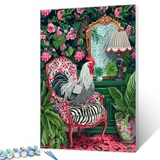 Rooster Animal Paint by Number Chicken Sitting on Sofa Paint by Number Kit