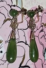 10k 2.5 Kt Teardrop Jade Earrings Screw On Backs Not Pierced Vintage 3.7 Grams