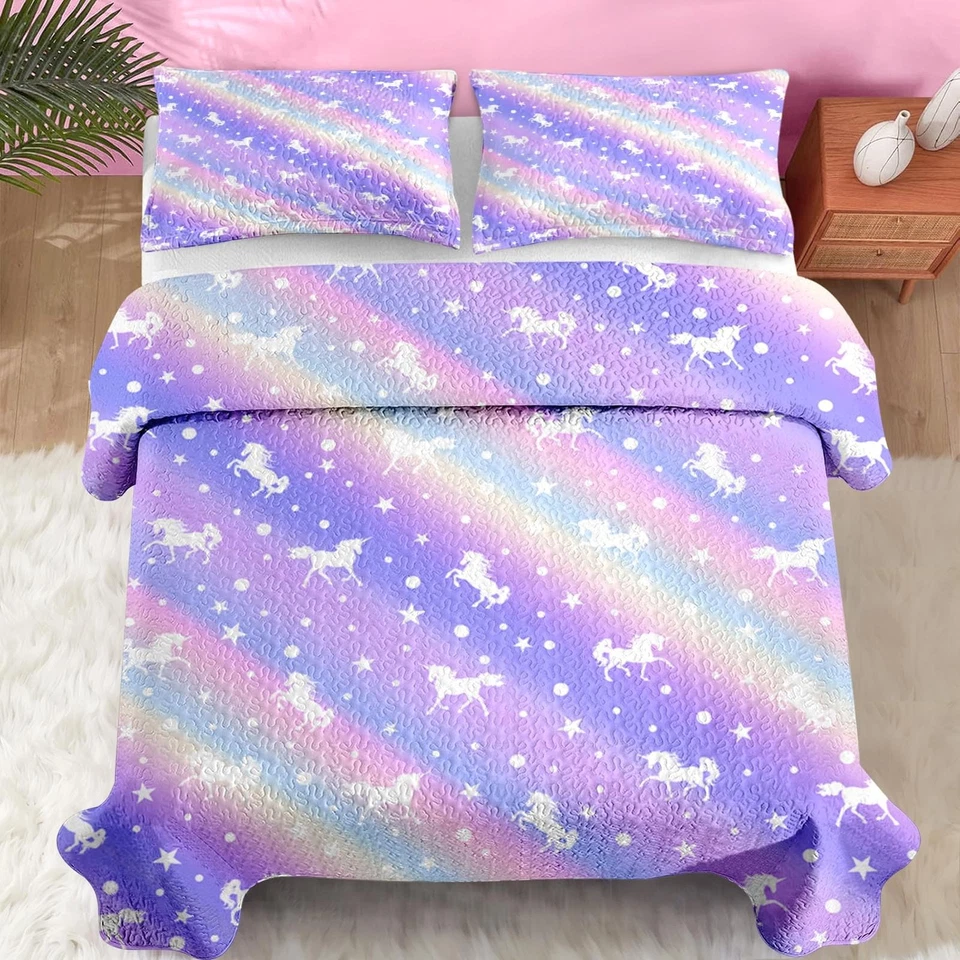 Juego de edredones tamaño doble, púrpura colorido 2 piezas juego de cama suave para niños... Foto 3 de 4