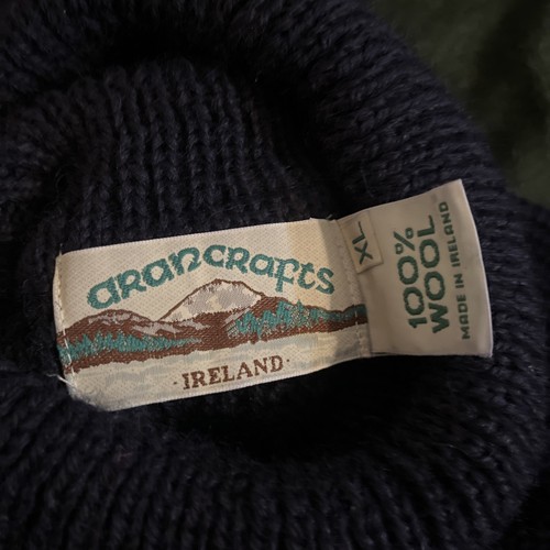 Aran Crafts Wool Turtleneck Sweater Womens XL Navy Blue Ribbed Chunky Ireland - Picture 6 of 8