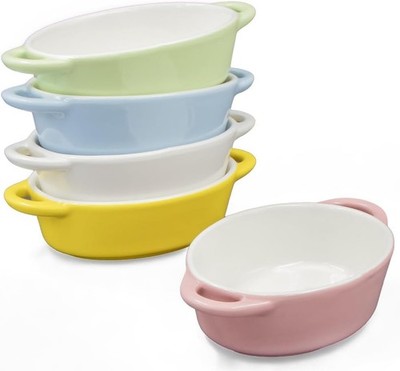 MINI ovale Auflaufformen Ofen- Backform Keramik Set 4 St 10,8 x 5 x 18 cm 300ml
