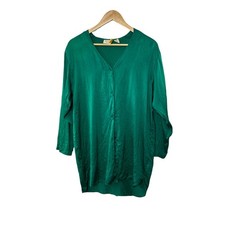 Vintage Victoria's Secret GOLD Label Green 100 Silk Night Shirt Women's Small