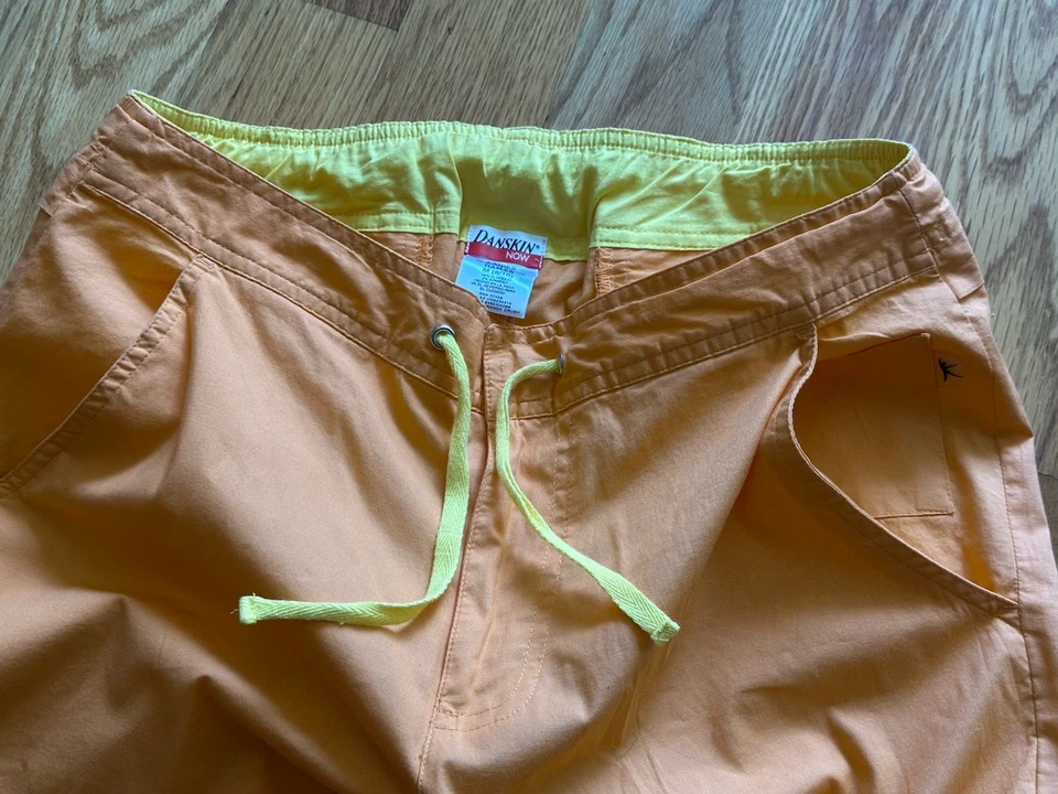 Danskin Woman’s Orange/Yellow Cropped capri straight leg pants drawstring - Image 3 of 4