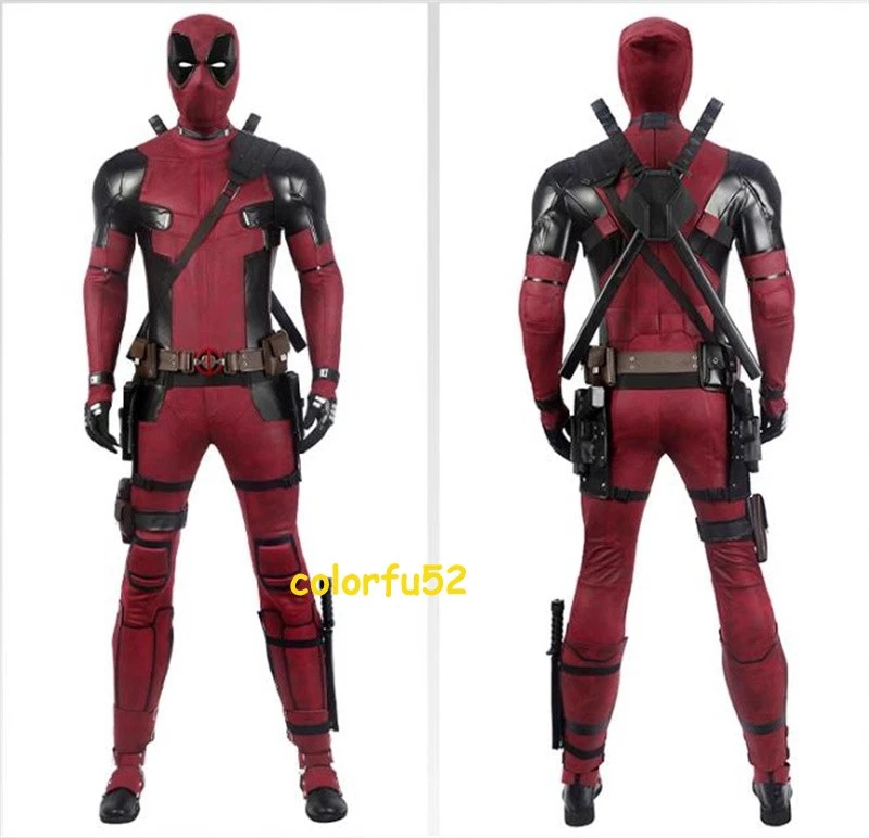 Deadpool Cosplay 服装男式红色死侍连身裤鞋万圣节套装 — 第 2/4 张图片