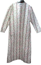 Lanz of Salzburg Quilted Cotton Nightgown Floral Zip USA Vintage