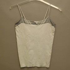 Banana Republic Satin Trim Camisole Top Large Light Sage Green Gray Stretch