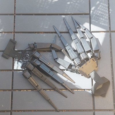 Articulated Skeleton Hand Gloves, Cyberpunk Cosplay Gauntlets, Poseable Gift
