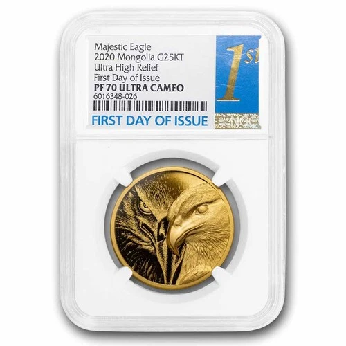 2020 Mongolia 1 oz Gold Proof Majestic Eagle PF-70 NGC (FDI)