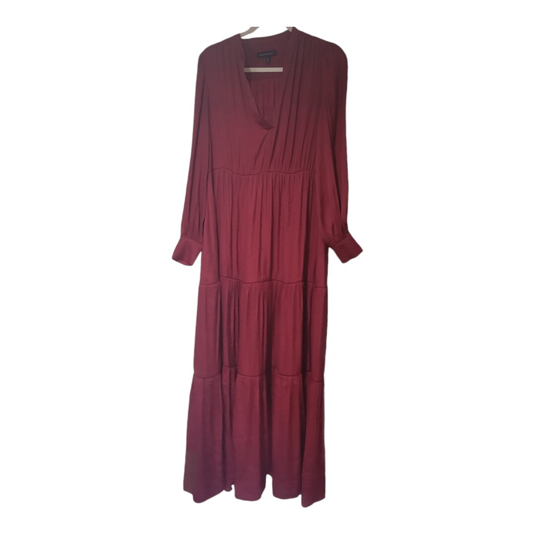 Banana Republic Red Long Sleeves V-Neck Maxi Dress Size XS
