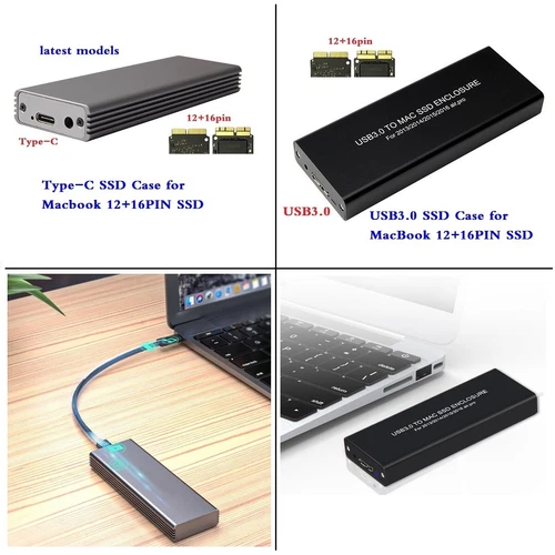 Type-C SSD Enclosure for 12+16pin MacBook Air Pro 2013/14/15/16/17 SSD case new