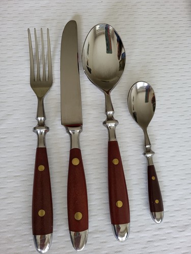 Hochwertiges Gallo Besteck – Holz – Bonjour – für 6 Pers. - Stainless - VINTAGE