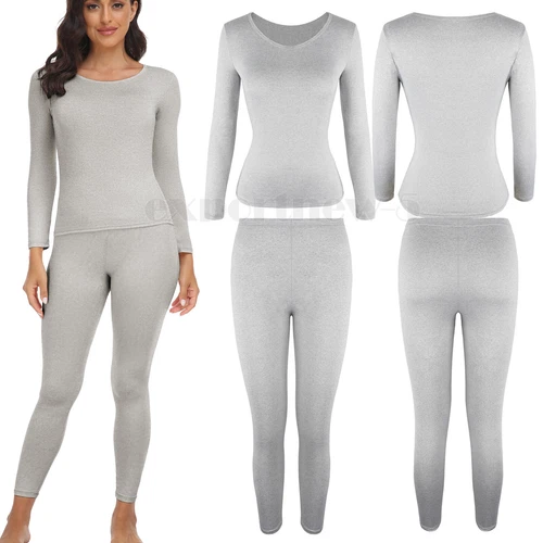 Damen Thermo Unterwäsche Set lange Unterhosen Langarm Oberteil Unterteil Hose warm weich - Bild 16 von 33