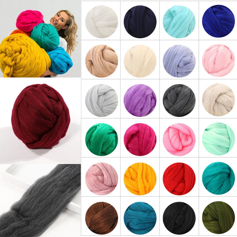 Chunky Wool Yarn DIY Soft Thick Bulky Arm Knitting Wool Roving