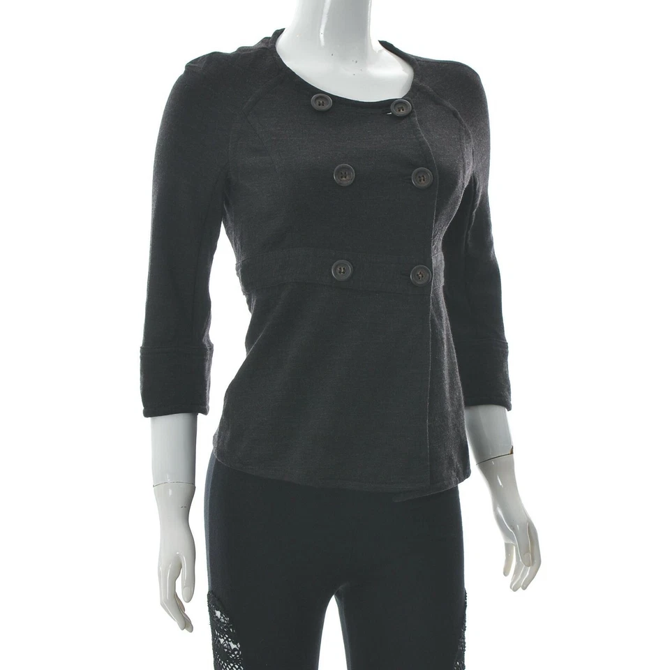 J.Crew Women's Double Breasted Short Top 3/4 Sleeve Banded Waist Round Neck XS - Image 2 of 4