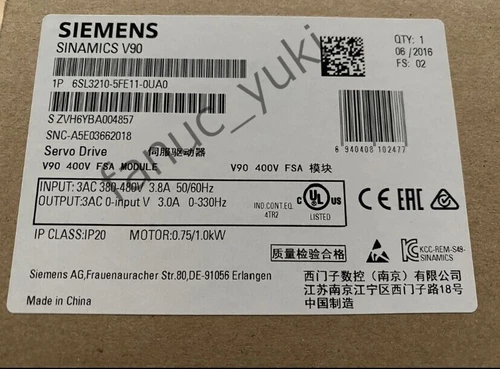 6SL3210-5FE11-0UA0 Siemens V90 Servo Drive, 0.75/1KW - Picture 2 of 3