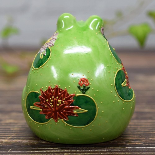 Frog Figurine Kutani Ware Lucky Frog Ceramic Ceramic Lucky Feng Shui Item Japan - Picture 5 of 6