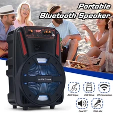 1000W Portable Bluetooth Speaker 8" Subwoofer Heavy Bass Loud Sound System w/Mic