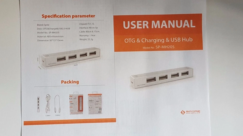 4-Port USB 2.0 OTG Hub with Micro USB for Android Phones & Tablets