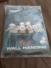 VTG 1983 Titan Needlecraft Felt Wall Hanging Kit - 272 Teddy Bear 10x27 New