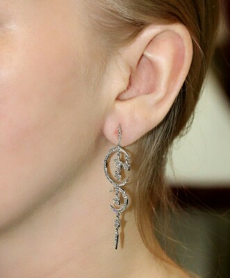 Crescent Mond Und Stars Designer Ohrringe 925 Silber Pflastern Diamant Ohrringe