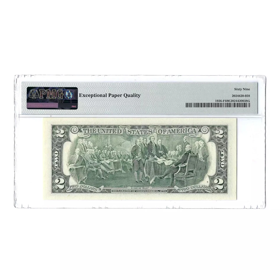 1995 $2 Small Size Federal Reserve Note, Withrow Signature PMG 69 EPQ - Image 2 of 2