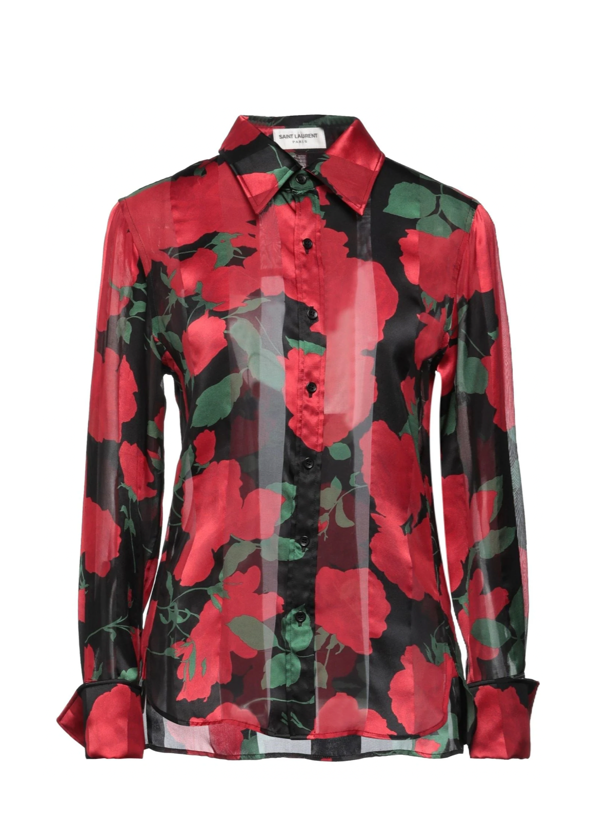 Camicia Saint Laurent in seta con bottoni stampa rosa taglia 40