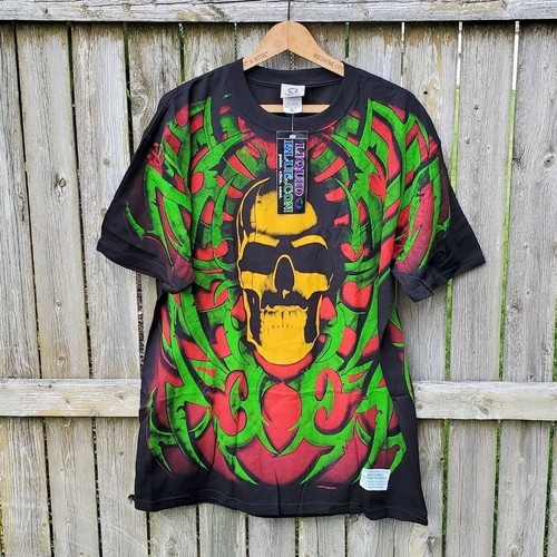 Vintage Liquid Blue Skull T shirt XL 