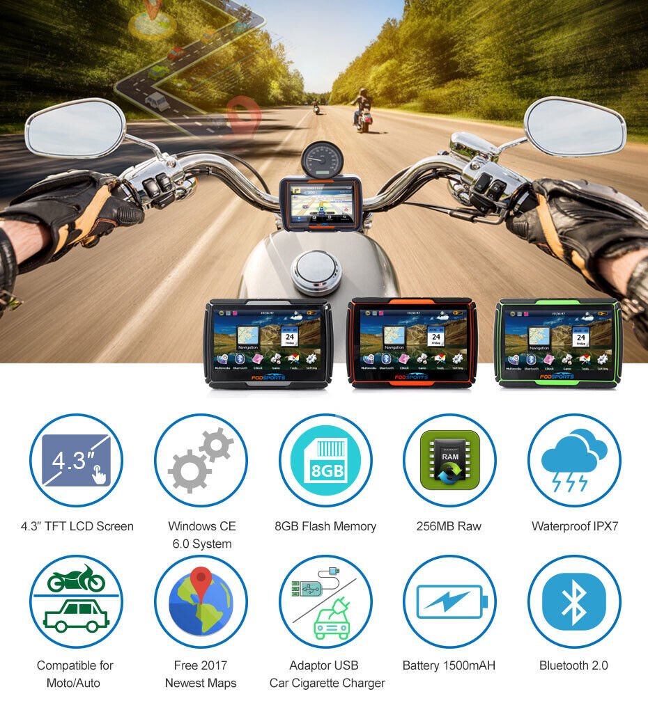 4,3 Zoll Motorrad Navigationsgerät Navi GPS Radtour LKW Auto Reise Wasserdicht