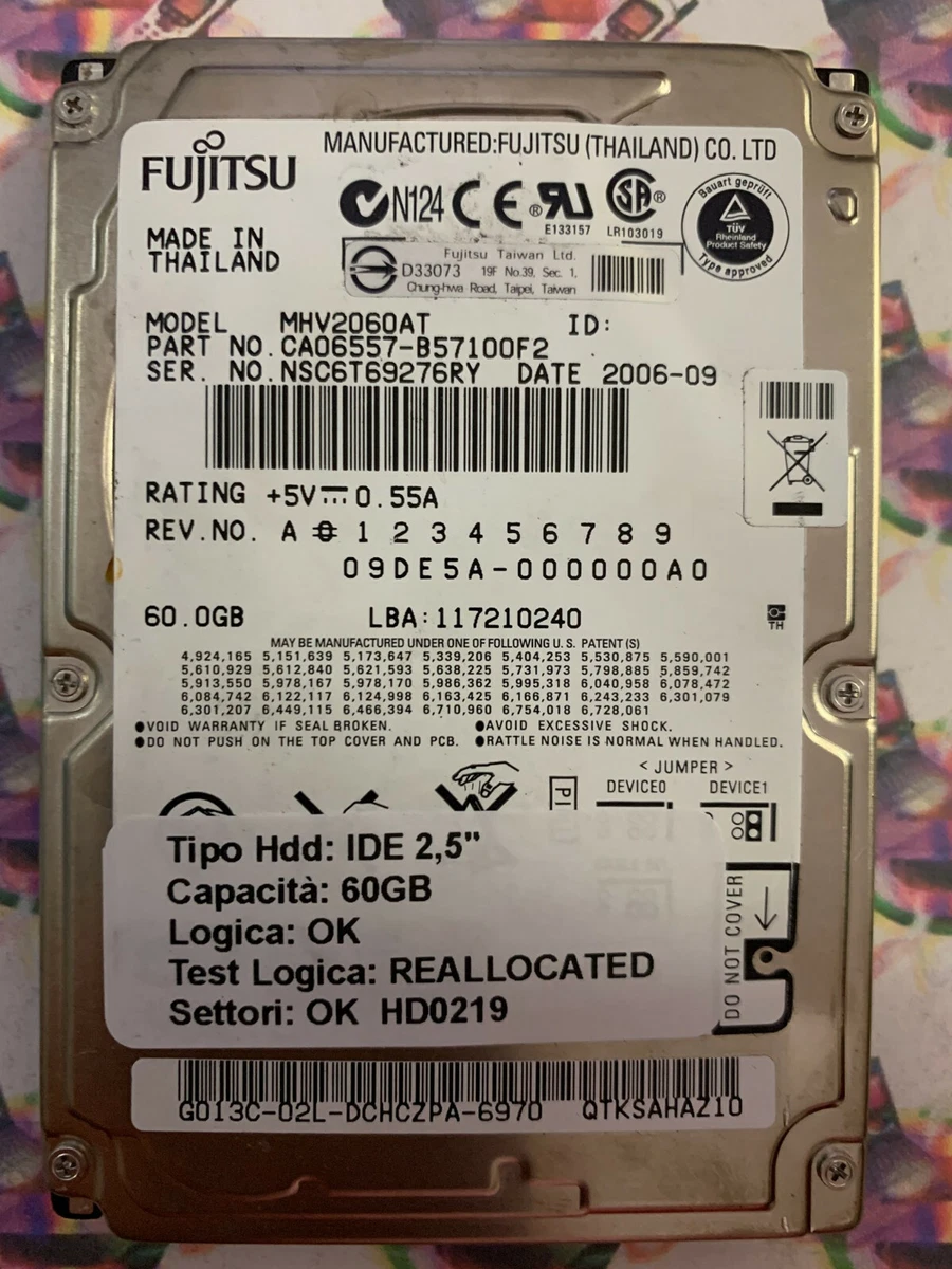FUJTSU 60gb DE Laptop Hard Drve MHV2060AT AUSTRALAN O/N For Sale - Foto 7