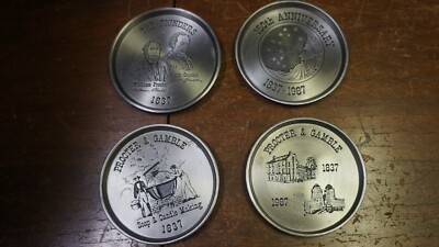 Set of 4 metal procter&Gamble  150th anniversary costers