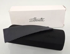 NEW!! Authentic  Silhouette  Black Hard Clamshell Eyeglasses Case with Cloth!