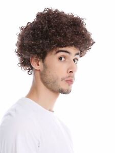 Perucke Herren Damen Karneval Kurz Kraus Gelockt Locken Kurzer Afro Braun Mopp Ebay