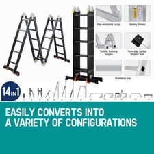 4.7/5.7M 14 IN 1 Multi-Purpose Folding Aluminium Combination Ladder Platform