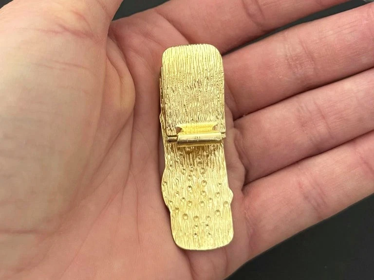 Oro amarillo de 10 quilates sobre pepita signo de dólar clip de dinero longit... - Imagen 2 de 4