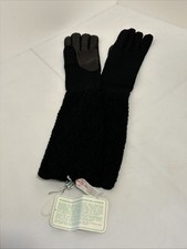 Vintage 100 Wool Leather Palm Black Gloves Switzerland Size M NWT