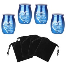 Mini Urns for Ashes Keepsake Set of 4, Small Cremation Blue 4