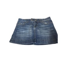 Y2K American Eagle Outfitters Denim Mini Skirt Blue Distressed A Line Size 4