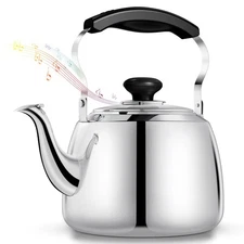 2L Stainless Steel Whistling Tea Kettle, Stovetop, Mirror Polished, Food Grade