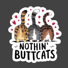 Cat Sticker Vinyl Decal Nothin Butt Cats Funny Cat Lover Humor Cute