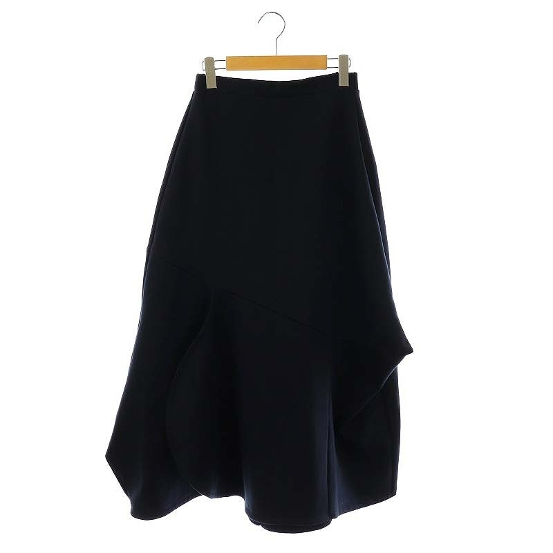 Nagonstans Navy M Women's Long Curve Line Skirt Japanese Fashion