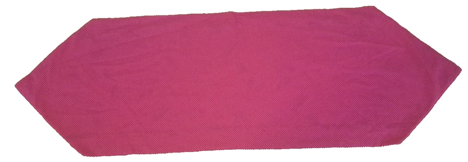 Reversible Table Runner Floral Pink Polka Dot Handmade Pointed Ends 41x14 - Image 4 of 4