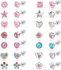 14 Pairs Surgical Steel Earrings Set for Toddlers, Kids, Women - Hypoallergenic