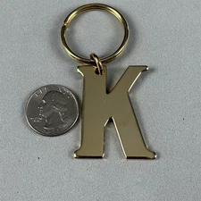 Letter Initial "K" Gold Tone Keychain Key Ring Names Keith Ken Kate Kelly #54401