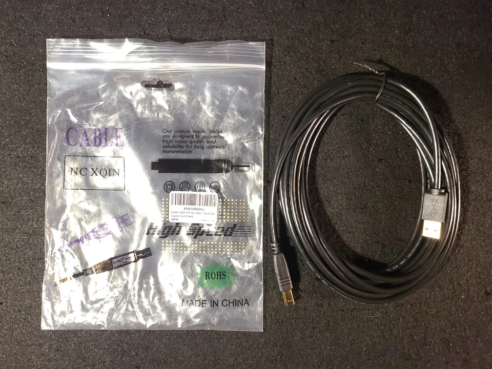 20 ft Printer Cable NC XQIN Gold Plated New USB 2.0  - Image 3 of 3