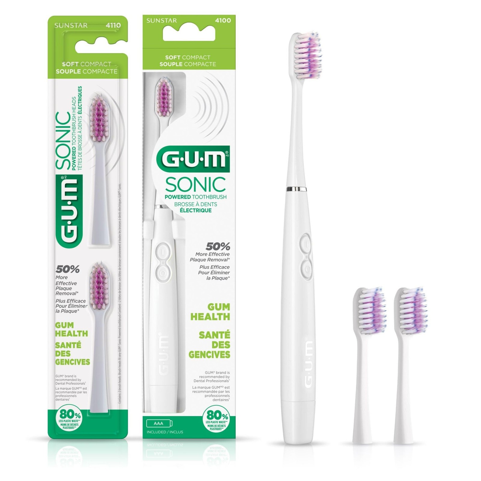Sonic Powered Toothbrush, Tapered Bristles Clean Below The G