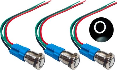 3 Stück Premium 12V/24V 3A Tastschalter, 12mm Auto Zündstarter